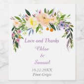 Waterverf Bouquet persoonlijke bruiloft Wijn Etiket (Enkel label)