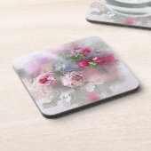 Waterverf Bouquet Sjabloon Flowers Rozen Elegant Bier Onderzetter (Linkerzijde)