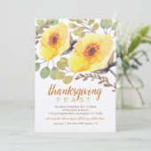 Waterverf Bouquet Thanksgiving Feast Invitation Kaart (Staand voorkant)