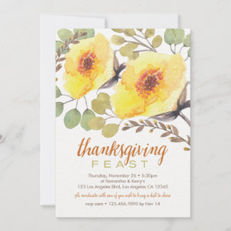 Waterverf Bouquet Thanksgiving Feast Invitation Kaart