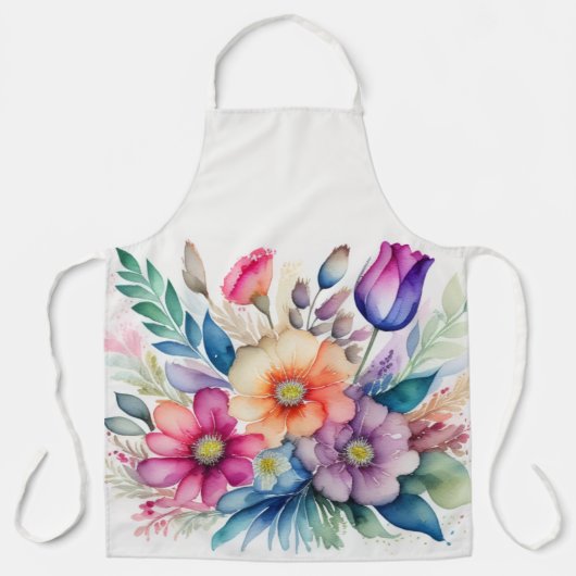 Waterverf Bouquet van Flowers Schort (Voorkant)