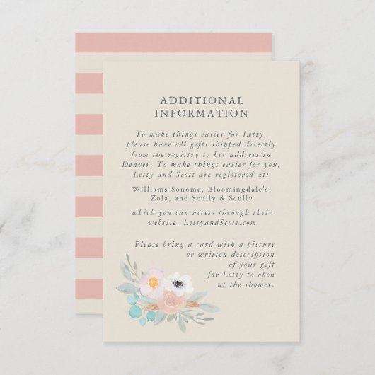 Waterverf Bouquet, Vrijgezellenfeest informatiekaa Informatiekaartje (Voorkant / Achterkant)