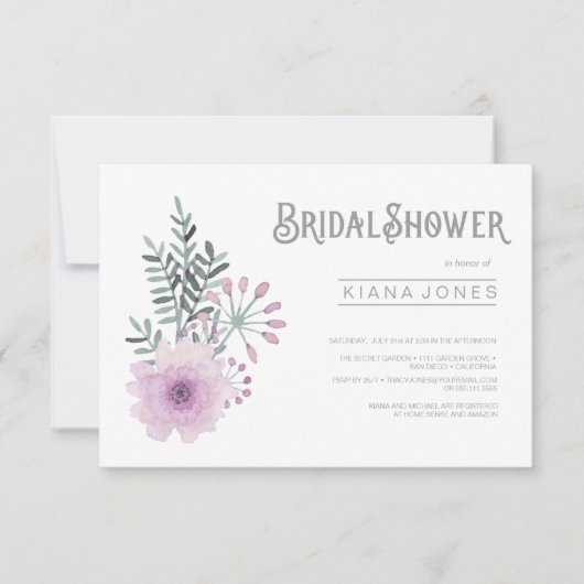 Waterverf Bouquet Vrijgezellenfeest Lila ID654 Kaart (Voorkant)