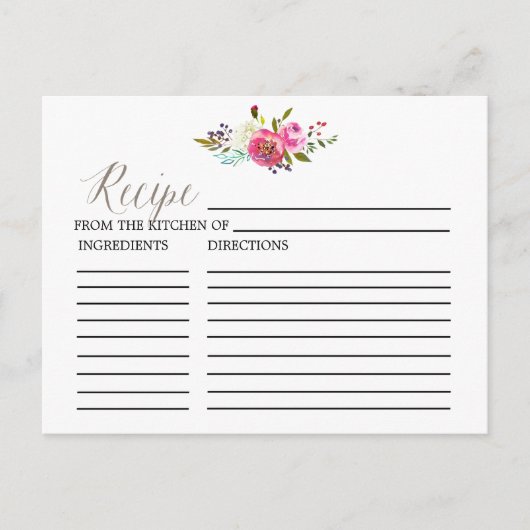 Waterverf Bouquet Vrijgezellenfeest Recipe Kaarten (Voorkant)