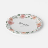 Waterverf Bouquet Wedding Bedankt Blush ID654 Papieren Bordje (Gekanteld)