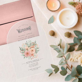 Waterverf Bouquet Wedding Blush ID654 Acryl Uitnodigingen