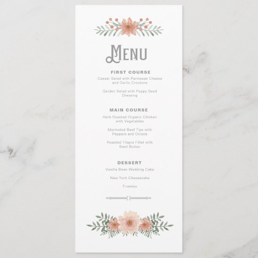 Waterverf Bouquet Wedding Blush ID654 Menu (Voorkant)