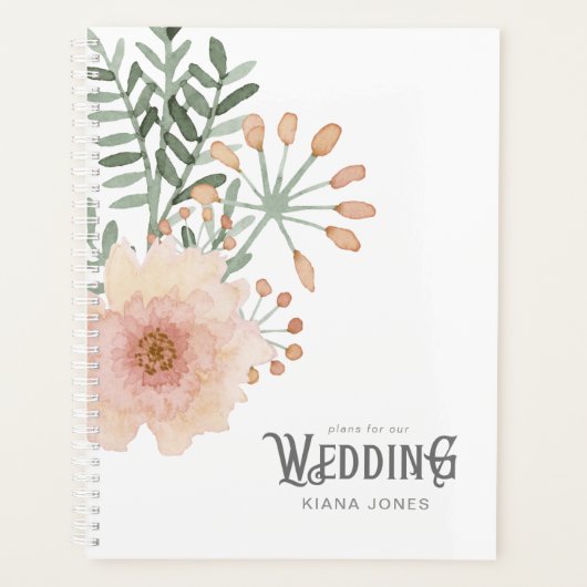 Waterverf Bouquet Wedding Blush ID654 Planner (Voorkant)