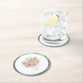 Waterverf Bouquet Wedding Blush ID654 Ronde Kartonnen Onderzetter