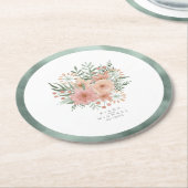 Waterverf Bouquet Wedding Blush ID654 Ronde Kartonnen Onderzetter (Gebogen)