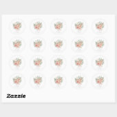 Waterverf Bouquet Wedding Blush ID654 Ronde Sticker (Vel)