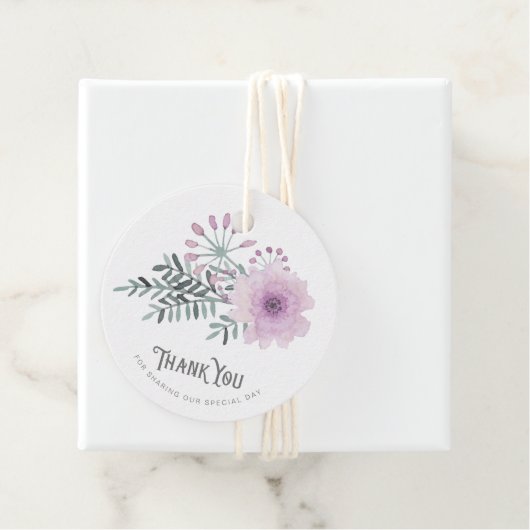 Waterverf Bouquet Wedding Dank je Lila ID654 Bedankjes Labels (In situ)