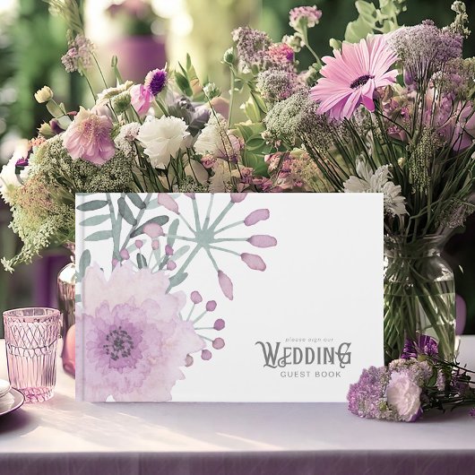 Waterverf Bouquet Wedding Lila ID654 Gastenboek