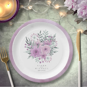 Waterverf Bouquet Wedding Lila ID654 Papieren Bordje
