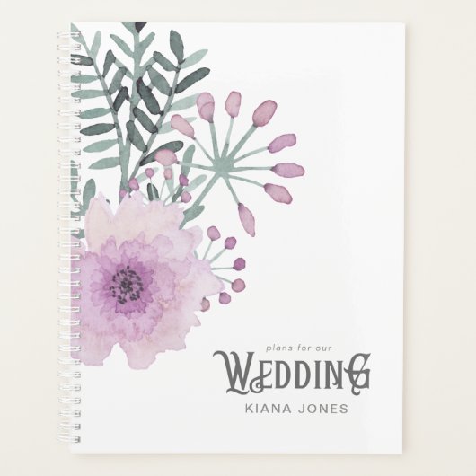Waterverf Bouquet Wedding Lila ID654 Planner (Voorkant)