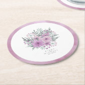 Waterverf Bouquet Wedding Lila ID654 Ronde Kartonnen Onderzetter (Gebogen)