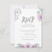 Waterverf Bouquet Wedding Lila ID654 RSVP Kaartje (Voorkant)