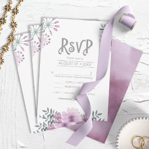 Waterverf Bouquet Wedding Lila ID654 RSVP Kaartje
