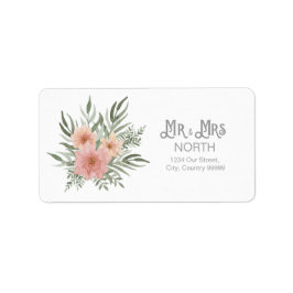 Waterverf Bouquet Wedding Mr en Mrs Blush ID654 Etiket