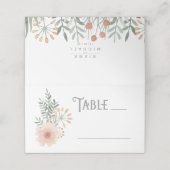 Waterverf Bouquet Wedding Table Blush ID654 Plaatskaartje (Buitenkant ongevouwen)