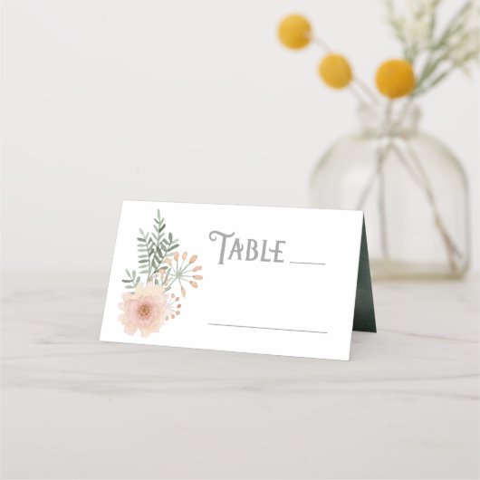 Waterverf Bouquet Wedding Table Blush ID654 Plaatskaartje (Voorkant)