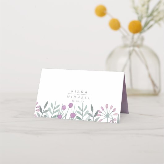 Waterverf Bouquet Wedding Table Lila ID654 Plaatskaartje (Achterkant)