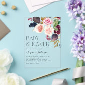 Waterverf Bourgogne Bloem en Fig Baby shower Acryl Uitnodigingen (Insitu (Huwelijk))