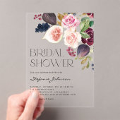 Waterverf Bourgogne Bloem en Fig Vrijgezellenfeest Acryl Uitnodigingen (Insitu (Draagbaar))