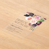 Waterverf Bourgogne Bloem en Fig Vrijgezellenfeest Acryl Uitnodigingen (Laagn)