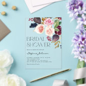 Waterverf Bourgogne Bloem en Fig Vrijgezellenfeest Acryl Uitnodigingen (Insitu (Huwelijk))