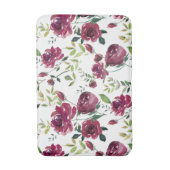 Waterverf Bourgogne Bloemen | Bloemenpatroon Badmat (Voorkant Verticaal)