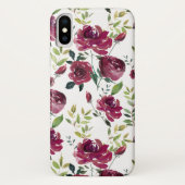 Waterverf Bourgogne Bloemen | Bloemenpatroon Case-Mate iPhone Case (Achterkant)
