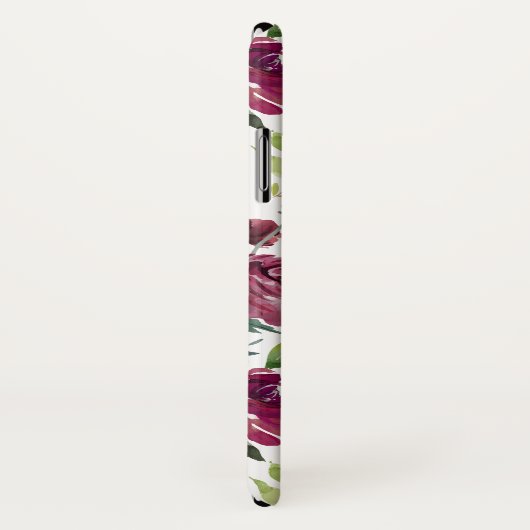 Waterverf Bourgogne Bloemen | Bloemenpatroon Case-Mate iPhone Case (Achterkant / rechts)