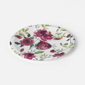 Waterverf Bourgogne Bloemen | Bloemenpatroon Papieren Bordje (Gekanteld)