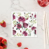 Waterverf Bourgogne Bloemen | Bloemenpatroon Servetten (Insitu)