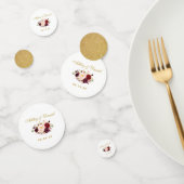 Waterverf Bourgogne Bloemen Bruiloft Gouden Glitte Confetti (Groep)