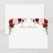 Waterverf Bourgogne Bloemen gepersonaliseerd goud Notitiekaartje (Voorkant / Achterkant)