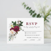 Waterverf Bourgogne Bloemen Groene Maaltijd RSVP (Staand voorkant)