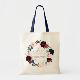 Waterverf Bourgogne + Blush Flowers Welkom Tote Bag
