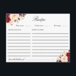 Waterverf Bourgogne Blush Roze Bloemen Receptenkaa Briefkaart<br><div class="desc">Een mooie roze blos en bordeauxrode waterverf bloemen ontwerp. De kenmerken van dit ontwerp kunnen worden gepersonaliseerd.</div>