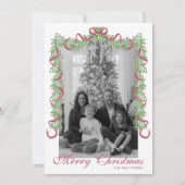 Waterverf Bourgogne Christmas Garland Foto Feestdagenkaart (Voorkant)