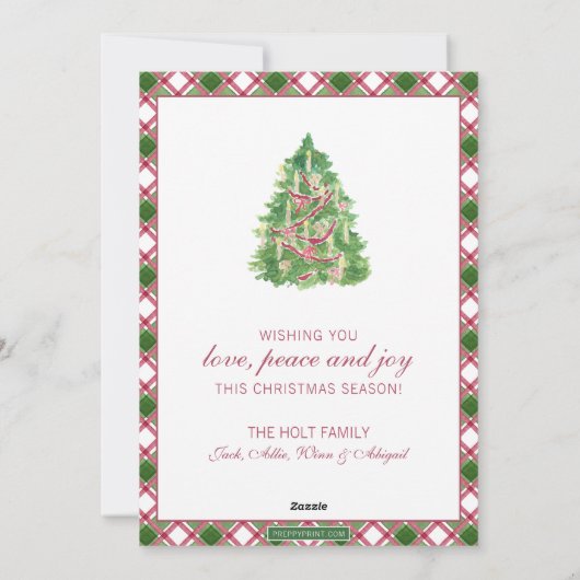 Waterverf Bourgogne Christmas Garland Foto Feestdagenkaart (Achterkant)