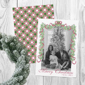 Waterverf Bourgogne Christmas Garland Foto Feestdagenkaart