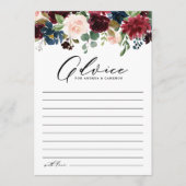 Waterverf Bourgogne en marinebloemen bruiloft Advieskaart (Voorkant)