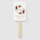 Waterverf Bourgogne Floral Gold Handwaaier (Achterkant)