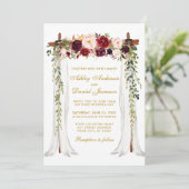 Waterverf Bourgogne Floral Kaart (Staand voorkant)
