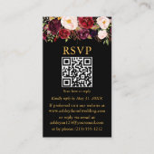 Waterverf Bourgogne Floral QR RSVP Black Informatiekaartje (Voorkant)