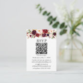 Waterverf Bourgogne Floral QR RSVP Informatiekaartje (Staand voorkant)