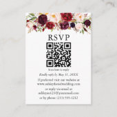 Waterverf Bourgogne Floral QR RSVP Informatiekaartje (Voorkant)