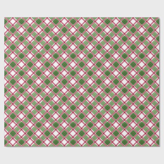 Waterverf Bourgogne & Green Plaid Kerst Cadeaupapier (Vlak)
